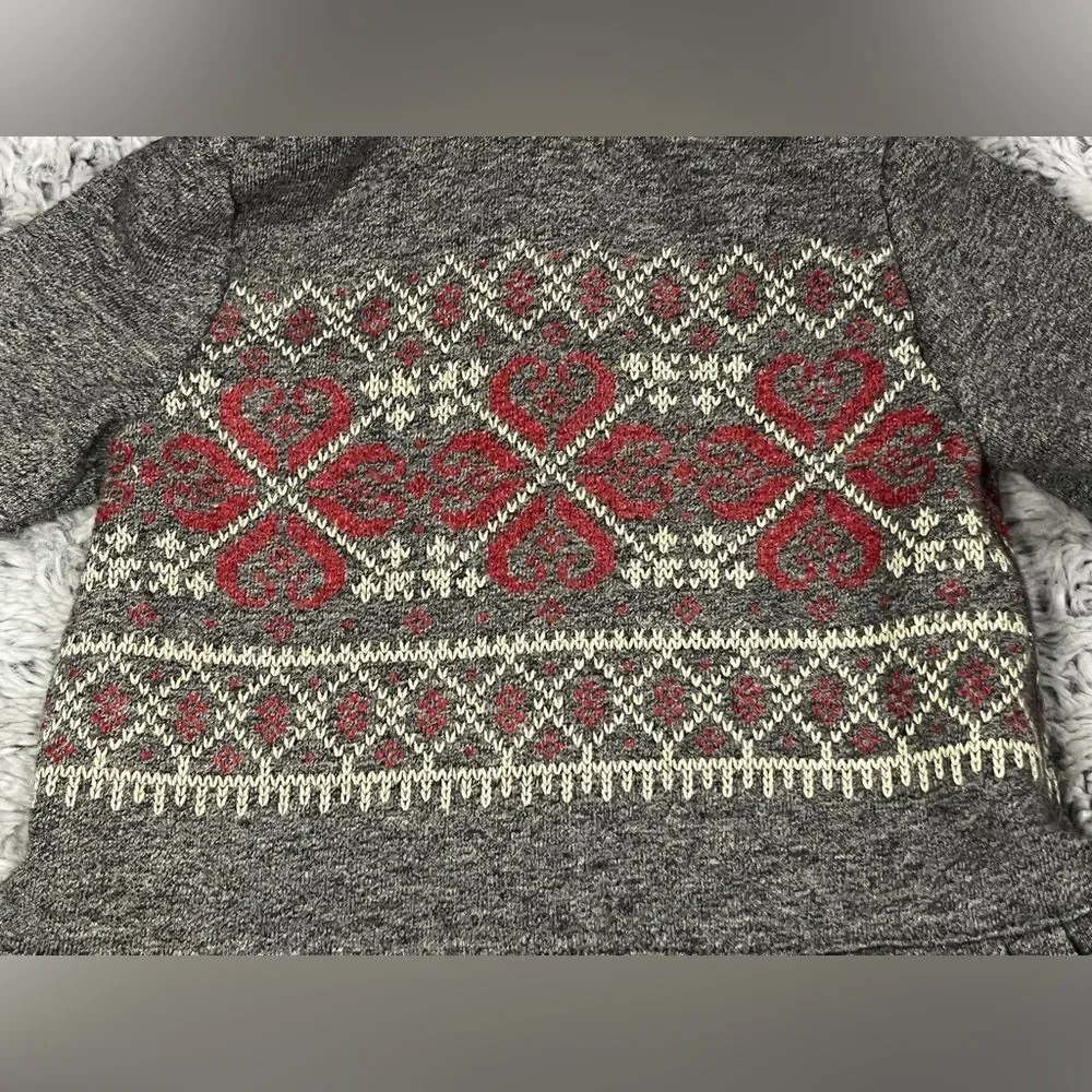 Ralph Lauren hooded dress gray with red white green fair isle pattern Size 3M